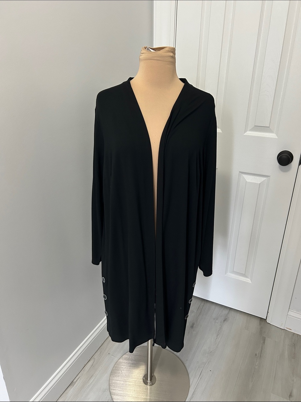 J. Jill Wearever Collection Black Open Front Long Cardigan